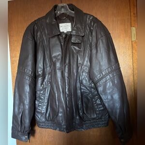 Mulberry Street Brown Leather Bomber Jacket
